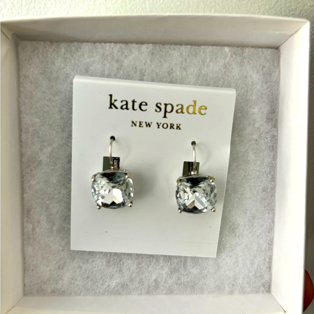 NWT Kate Spade Square/Crystal Leverback Earrings